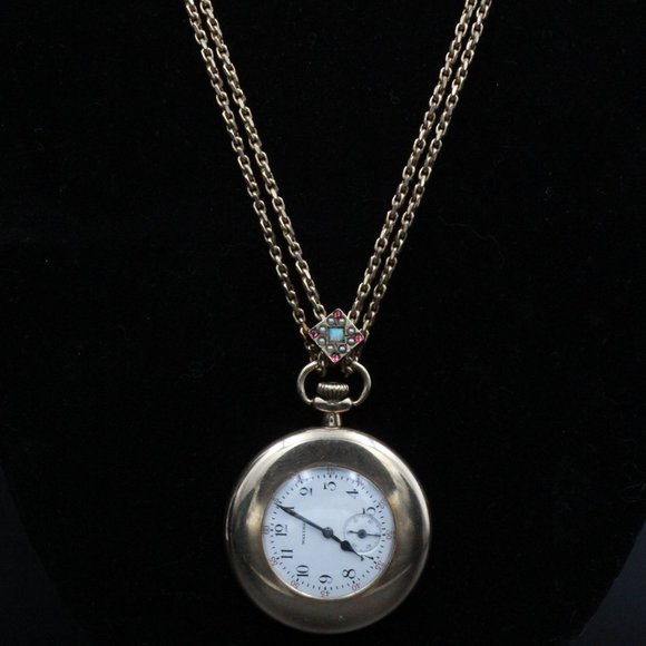 ANTIQUE WALTHAM GOLD FILLED OPEN FACE LADIES POCKET WATCH - Picture 7 of 9